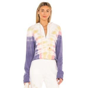 NWT Wildfox Couture Hadley Pastel Tie Dye Half Zip Hoodie in Edelweiss Wash